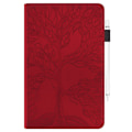 Miniatyrbild 2 av 5: Samsung Galaxy Tab S9+ / S9 FE+ Skal i Läder - Life Tree Series Horisontell Flip Röd