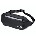 Miniatyrbild 1 av 4: WEIXIER 9563 Herr Utomhus Messenger Bag Multifunktionell PU Stor Kapacitet Midjeväska Svart