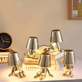 Miniatyrbild 2 av 6: Söt dockformad touch-justerbar skrivbordslampa Mini sovrum uppladdningsbar nattlampa, Spec: 8045(Guld)