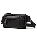 Miniatyrbild 1 av 4: MH562 Läder Herr Midjeväska Multifunktionell Retro Messenger Bag Svart