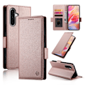 Miniatyrbild 1 av 5: Samsung Galaxy A26 5G Skal med Magnetisk Frostad Läder och Sidobuckle Roséguld