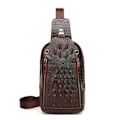 Miniatyrbild 1 av 4: 1313 Herrmode Läder Krokodil Textur En-Axlad Crossbody Bröstväska Krokodilmönster