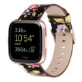 För Fitbit Versa 1/2 Flower Pattern Watch Band Black Pink