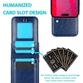 Miniatyrbild 4 av 6: iPhone 16 Pro Max Solid Color Kortfack Ställ PU Skal Blå