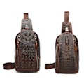 Miniatyrbild 2 av 4: 1313 Herrmode Läder Krokodil Textur En-Axlad Crossbody Bröstväska Krokodilmönster