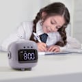 Miniatyrbild 6 av 6: Klocka för tecknad robotkatt, uppladdningsbar väckarklocka, snooze, tyst bakgrundsbelyst elektronisk klocka (grå)