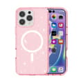 iPhone 16 Pro Terminator Stil Glitter Pulver MagSafe Magnetisk Skal Rosa
