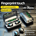Miniatyrbild 2 av 4: F9-5C LED-ljus + digital display brusreducerande Bluetooth-hörlurar med handrem Svart