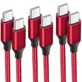 USB-C-kabel - E.F.CONNECTION - 3x 1M - Snabbladdning - Flätad Nylon - Röd Röd