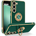 Miniatyrbild 1 av 4: Fodral för Samsung Galaxy S23 FE (ej för S23), Stötsäker hybridsilikon med 360° roterande ringhållare, midnattsgrön