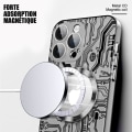 Miniatyrbild 2 av 4: Fodral för iPhone 15 med magnetisk cirkel och kameraskydd i glas, svart halvtransparent hårt skal med elektriskt kretsmönster Svart
