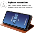 Miniatyrbild 2 av 4: Skyddshölje - Samsung - Galaxy A25 5G - PU-läder - Stötsäker - 2 Härdat glas kastanj