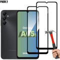 Miniatyrbild 1 av 4: Paket med 2 helhärdade glasögon för Samsung Galaxy A05s 9H skyddsglas Transparent med svart kant