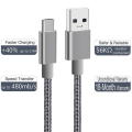 Miniatyrbild 4 av 4: USB typ C-kabel, (2-pack 2M), (mörkgrå), nylonflätad snabbladdningssladd USB A till USB C-kabelsladd för Samsung