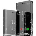 Miniatyrbild 2 av 4: Fodral för Samsung A73 5G (6,5") + Pack 2 härdade glasögon. Fodral Spegeleffekt Genomskinligt fönster Förstärkt skydd Svart Svart