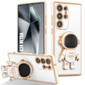 Miniatyrbild 1 av 4: Fodral till Samsung Galaxy S24 Ultra, Anti-Scratch Vit Silikonskydd med Space Man Pattern Stand Vit