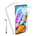 Miniatyrbild 1 av 4: För Samsung Galaxy A21S 6,5" SM-A217F: Silikon främre och bakre skal 360° Fullständigt skydd + Mini Stylus - TRANSPARENT