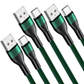 Miniatyrbild 1 av 4: Lot-3 USB-C Kabel 1M Snabbladdning 3A för Samsung Galaxy A05s A15 A16 A25 A26 A35 A36 A55 A56 - Grönt Flätat Nylon Grön