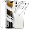 Miniatyrbild 1 av 4: Fodral för iPhone 16 Pro Max med 2 härdade glasögon - Transparent silikonförstärkt skyddsfodral Transparent
