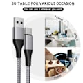 Miniatyrbild 3 av 4: 2x Snabbt USB-C Nylon-kabel 3A för Samsung Galaxy A26 A25 A15 A05s A35 A36 A55 A56 - Grå 1 Meter Grå