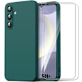 Miniatyrbild 1 av 4: Fodral + 2 härdade glasögon för Samsung Galaxy S24+ - S24 Plus, ultratunt mjukt silikonskydd Matt effekt Nattgrön