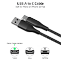 Miniatyrbild 2 av 4: USB-C snabbladdningskabel 3A för Google Pixel - BOOLING - Förstärkt flätad nylon 1M svart Svart