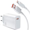 USB-laddare 33W - E.F.Connection - USB-C-kabel 6A 1M - Snabbladdning - för Redmi Note 15/Note 14Pro plus/ Note 13 15C/14C/12C Vit