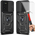 Miniatyrbild 1 av 4: Skyddsfodral för Samsung S20 (6,5") - PROSHOP - Svart - Army Style - Härdat glas - Ringhållare Svart