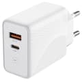 Snabbladdare 30W - E.F.CONNECTION - PD20W - QC 3.0 - 2 portar - Vit Vit