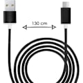 Miniatyrbild 1 av 4: Micro USB-kabel för Huawei P Smart+ 2019 Nylonflätad USB-kabel 1,3 meter snabb synk-laddning-dataöverföringskabel - SVART