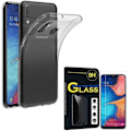 Miniatyrbild 1 av 2: För Samsung Galaxy A20E- A20e Dual SIM 5,8": UltraSlim Gel Silikonfodral - TRANSPARENT + 1 härdat glasfilm