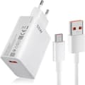 Snabbladdare 33W - E.F.CONNECTION - 1M USB-C-kabel - för Xiaomi och Redmi 15C, 14C, 13C, 5A, Note 15 Pro Plus, Note 14 Pro, Note 13 Vit