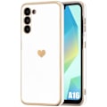 Miniatyrbild 1 av 4: Skyddsskal - Samsung - Galaxy A16 - Flexibelt - Repfria - Guldhjärtat mönster Vit