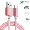 Miniatyrbild 1 av 4: USB Type C-kabel - Samsung - Galaxy S8 S8Plus S9 S9Plus S10 A3/A5(2017) Note8 Note 10 - 2M - Nylon Rosa