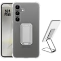 Miniatyrbild 1 av 4: Skyddsfodral för Samsung Galaxy S24+ - BOOLING - Förstärkta hörn - Silverfällbart stativ Klar, Silver