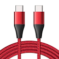 Miniatyrbild 1 av 4: USB-C till USB-C Snabbkabel 3A för Samsung Galaxy A26 A25 A15 A05s A35 A55 A56 - Nylon 1M Röd Röd