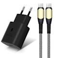 Miniatyrbild 1 av 4: 25W snabb väggladdare + 60W USB-C till USB-C-kabel för OPPO Find X3 X5 Reno 8 Lite A16 A53 A53S A54 A94 Svart
