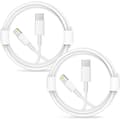 2-pack USB C till Lightning-kabel för iPhone 14 13 13 Pro Max 13 Mini 12 Pro Max 11 Pro,1m Vit