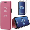 Miniatyrbild 1 av 4: Skyddande skal - BOOLING - Samsung Galaxy A25 5G - Flip Cover Clear View - Stötdämpande - Rosa Rosa