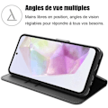 Miniatyrbild 2 av 4: Skyddsfodral - BOOLING - Samsung Galaxy A35 5G - PU-läder och TPU stötabsorberande - Justerbar stödfunktion Svart