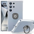 Miniatyrbild 1 av 4: Coque för Samsung Galaxy S25 Ultra, Transparent silikon med svart roterande stöd - BOOLING Transparent