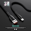 Miniatyrbild 3 av 4: Snabb USB-C-kabel i nylon för Samsung Galaxy A05s A06 A15 A16 A25 A35 A55 S24 Ultra S24 FE S25 - 1 meter svart Svart