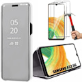 Miniatyrbild 1 av 4: Skyddande skal för Samsung Galaxy A33 5G - BOOLING - Semi-hårt - Spegeleffekt - Clear View - Silver - 2 Härdade Glas Silver