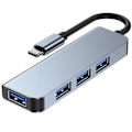 Miniatyrbild 1 av 4: Hub-adapter USB-C 4 i 1 - BOOLING - MacBook Air-Pro iMac - 1 USB 3.0 - 3 USB 2.0 - Aluminium grå