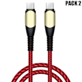 Miniatyrbild 1 av 4: 2 60W snabbladdning USB-C till USB-C-kabel för OPPO Find X3 X5 Pro Reno 8 Lite A16 A53 A53S A54 A94 - Nylon 1 meter Röd