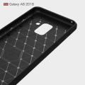 Miniatyrbild 3 av 4: Skyddande skal - Samsung - Galaxy A8 2018 - Röd - Stöttålig - Borstad kolfiber Röd