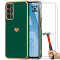 Miniatyrbild 1 av 4: TPU-fodral för Samsung Galaxy A52 4G-5G A52s 5G Nattgrönt hjärtmönster Anti-Scratch + 2 skydd av härdat glas