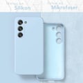 Miniatyrbild 2 av 4: Fodral + 2 härdade glasögon för Samsung Galaxy A52 4G-5G A52s 5G - Smal silikonskydd Stötsäkert Anti-Scratch Himmelsblå