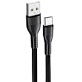 Miniatyrbild 1 av 4: Snabb USB-C-kabel i nylon för Samsung Galaxy A05s A06 A15 A16 A25 A35 A55 S24 Ultra S24 FE S25 - 1 meter svart Svart