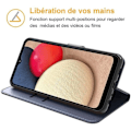 Miniatyrbild 3 av 4: Korthållarfodral för Samsung A04s, blå lädereffekt magnetisk stängning